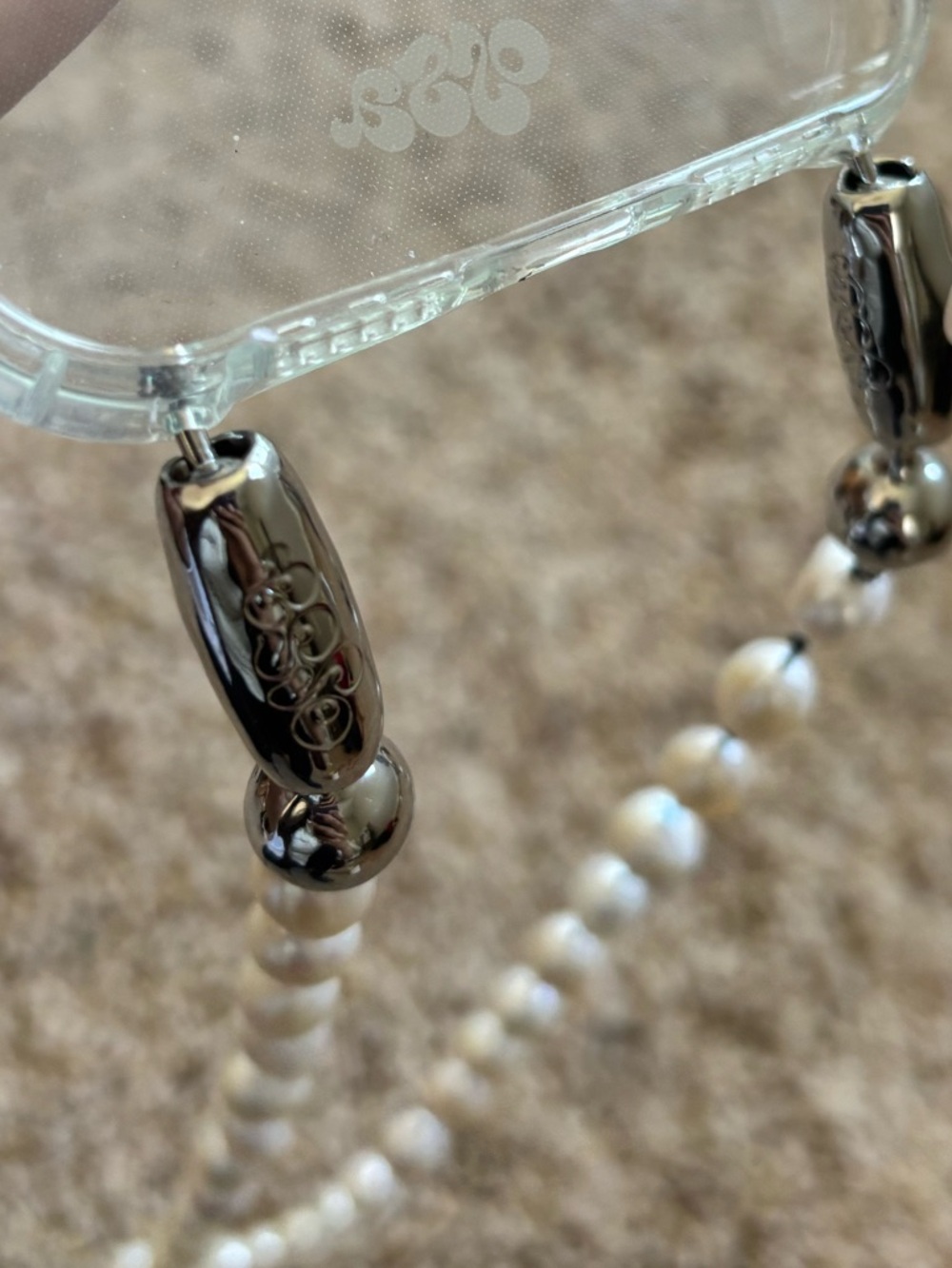 Pearl Beaded Phone Strap - White - Picture 4 of 10
